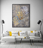 تابلو پتینه عشق سایز 60*80 کار شده با رنگ اکریلیک و ورق طلا