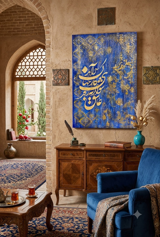 تابلو پتینه با متن (عاشق شو ار نه کار جهان سرآید) سایز 50*70